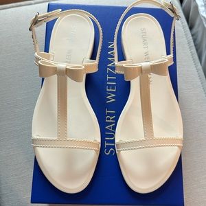 NEW IN BOX white Stuart Weitzman mellie bow jelly sandals size 39.5